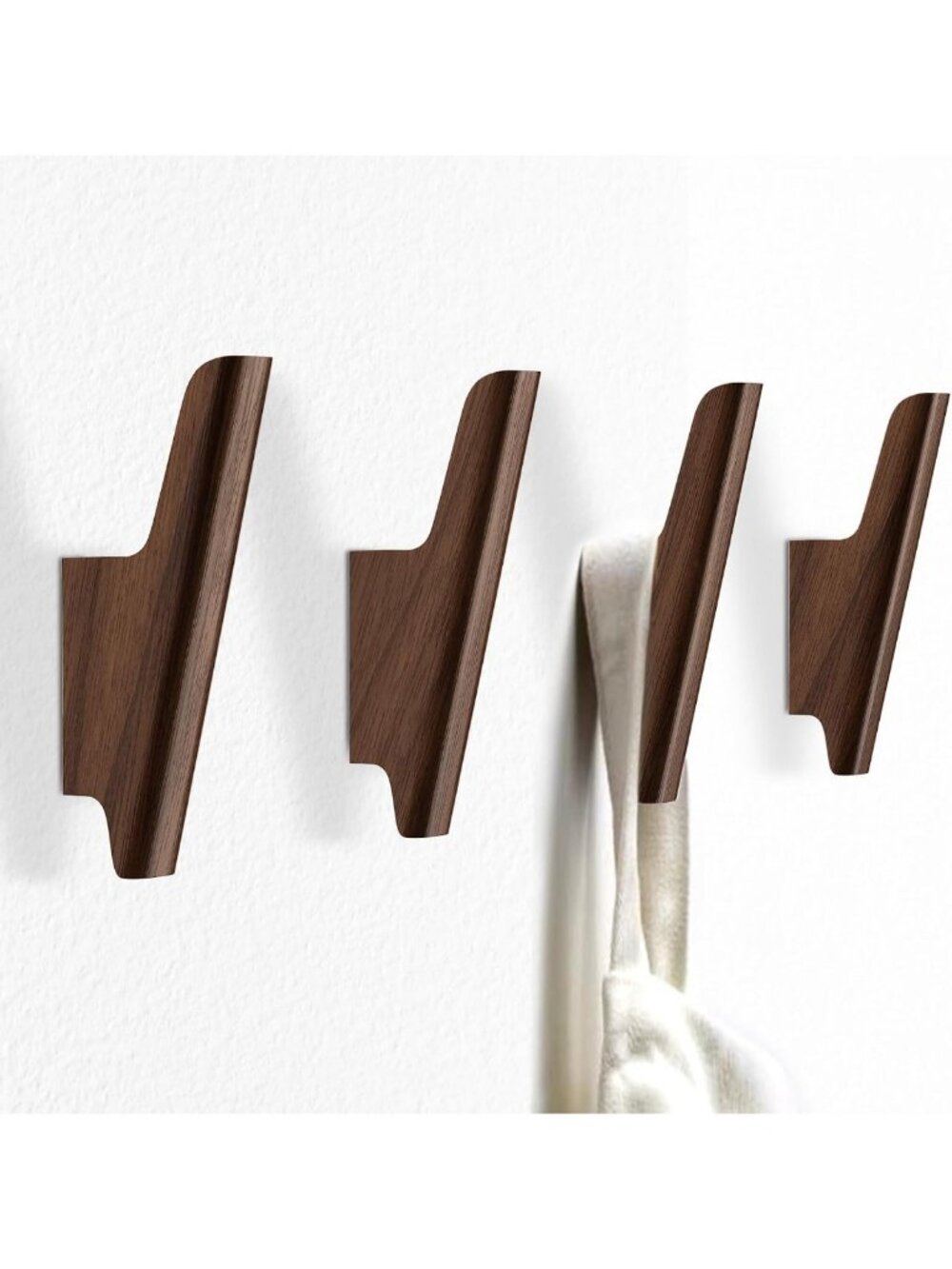 Stylish Wood Wall Hooks - 4 Pack Coat & Towel Hooks for Entryway & Bathroom
